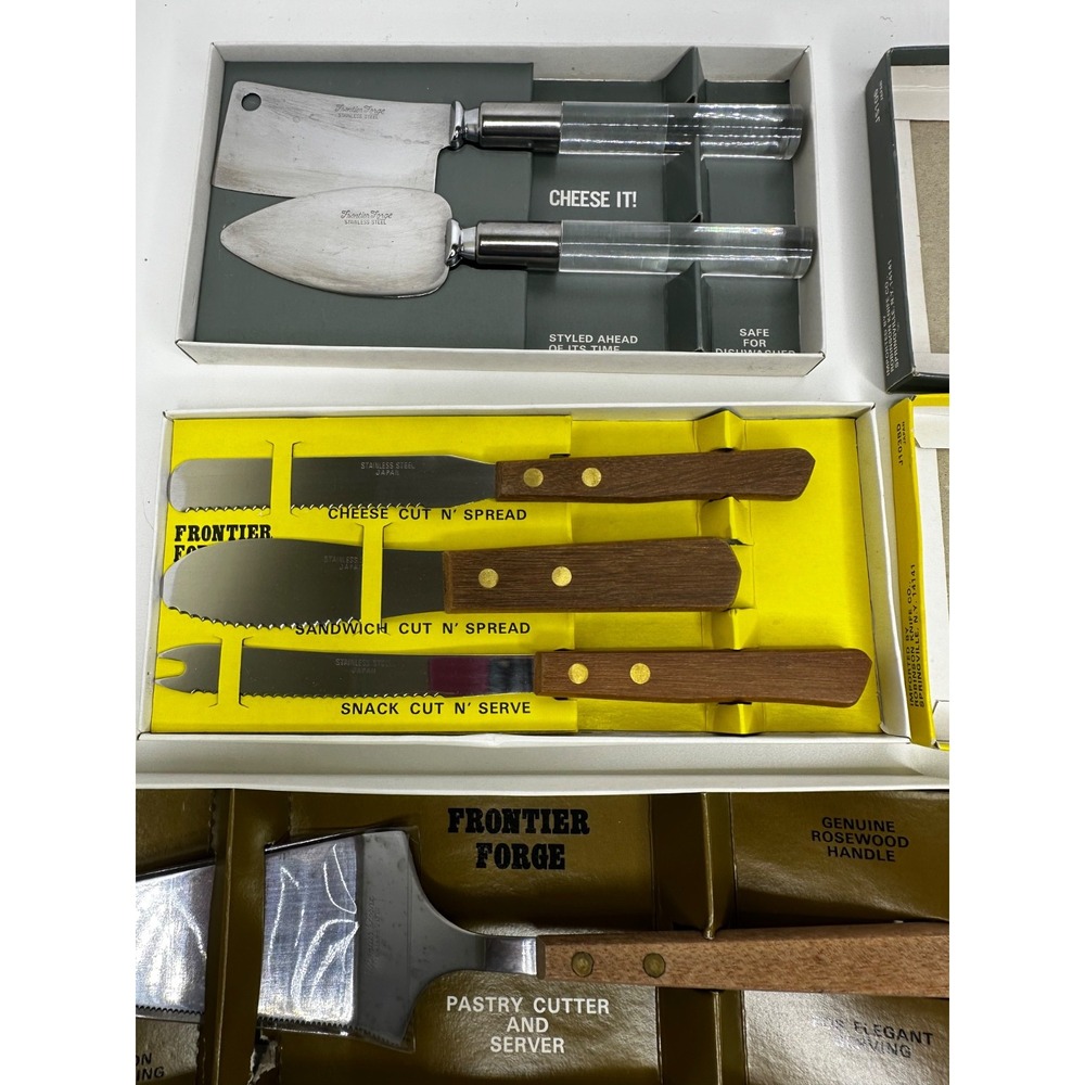 Vtg Frontier Forge Cheese Pastry Sandwich Knives Cutters Spreaders Set 6
